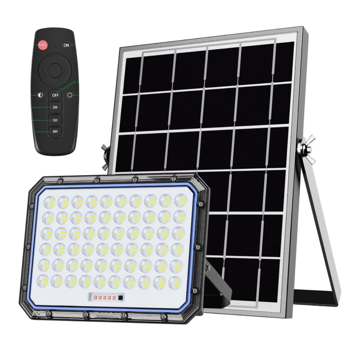 Foco Reflector Solar LED 1000W Exterior + Panel Solar + Control Remoto IP67, marca BAZUCA - Foto Principal