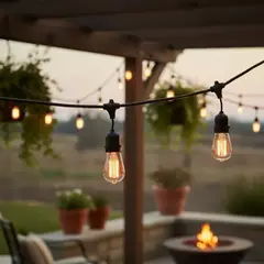 IRM - Guirnalda Impermeable 10 Metros E27 + 10 Ampolletas Vintage Led Exterior Terraza FIGOIMPORT