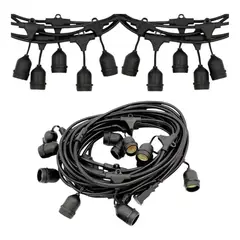 IRM - Cable Guirnalda 10 Metros 10 Soquetes E27 Sin Ampolletas Decoracion Exterior Jardin FIGOIMPORT