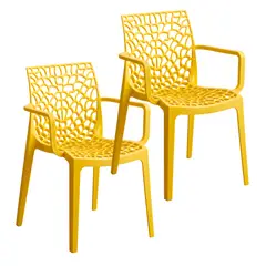 GENERICO - Silla Plastica Terraza Comedor Moderna Apoya Brazos 2 Pcs