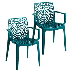 GENERICO - Silla Plastica Terraza Comedor Moderna Apoya Brazos 2 Pcs
