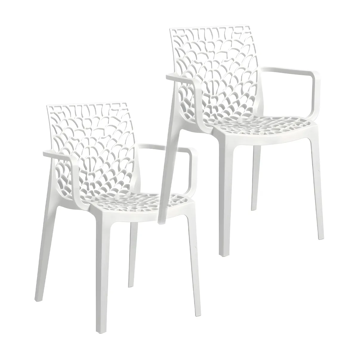 GENERICO - Silla Plastica Terraza Comedor Moderna Apoya Brazos 2 Pcs