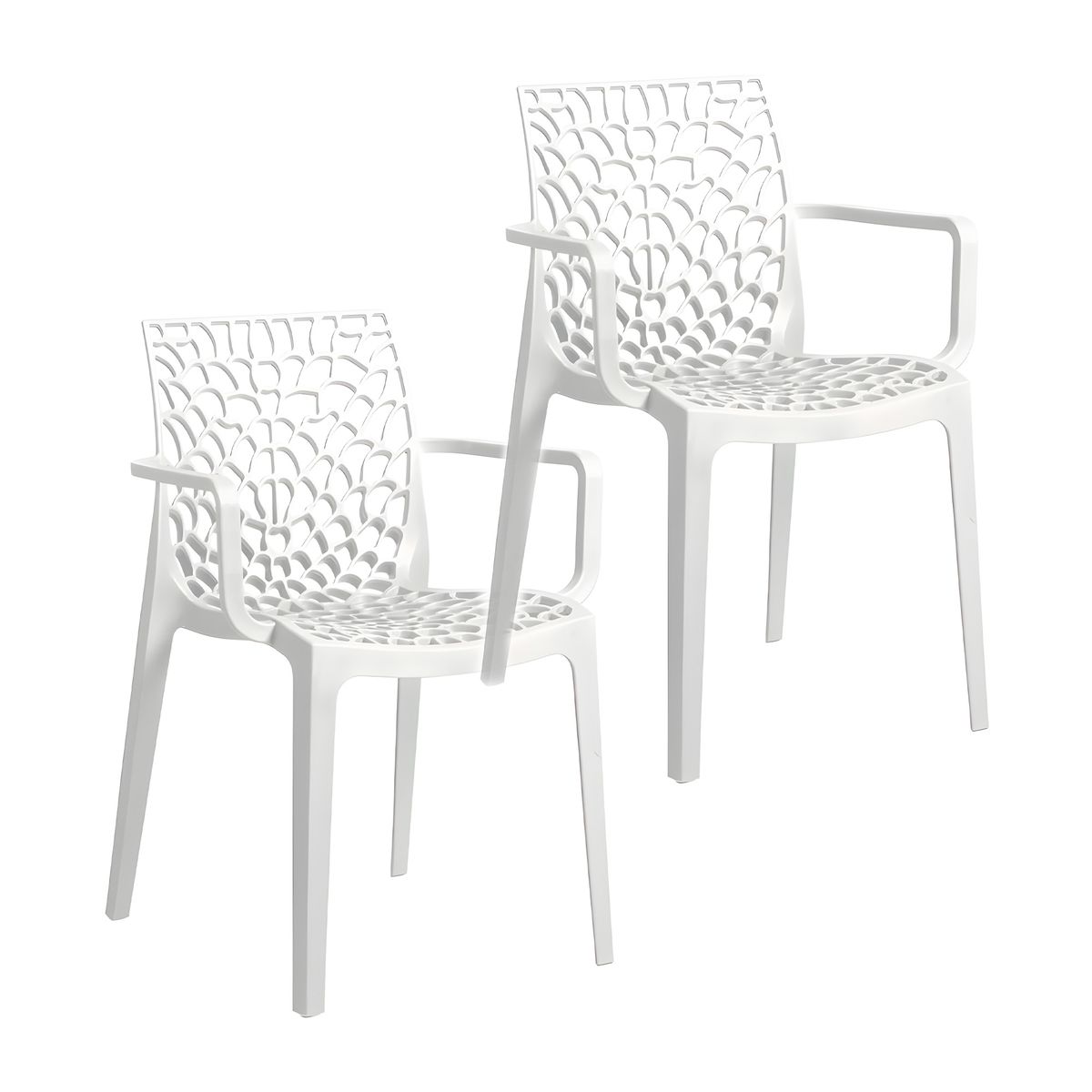 GENERICO - Silla Plastica Terraza Comedor Moderna Apoya Brazos 2 Pcs