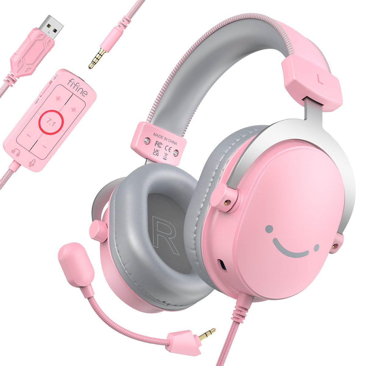FIFINE - Audífonos Gamer Fifine H9 Sonido 7.1 Surround Micrófono Desmontable USB 3.5mm PS5 PS4 Xbox Switch