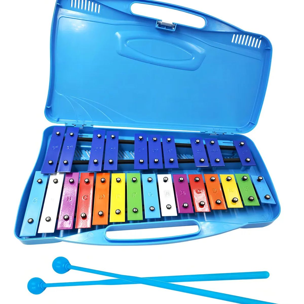 GENERICO - Metalofono Cromatico 25 Notas Xilofono Infantil Escolar azul