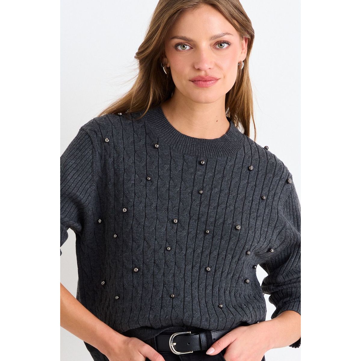 ASH - Sweater Liso Mujer Gris Ash
