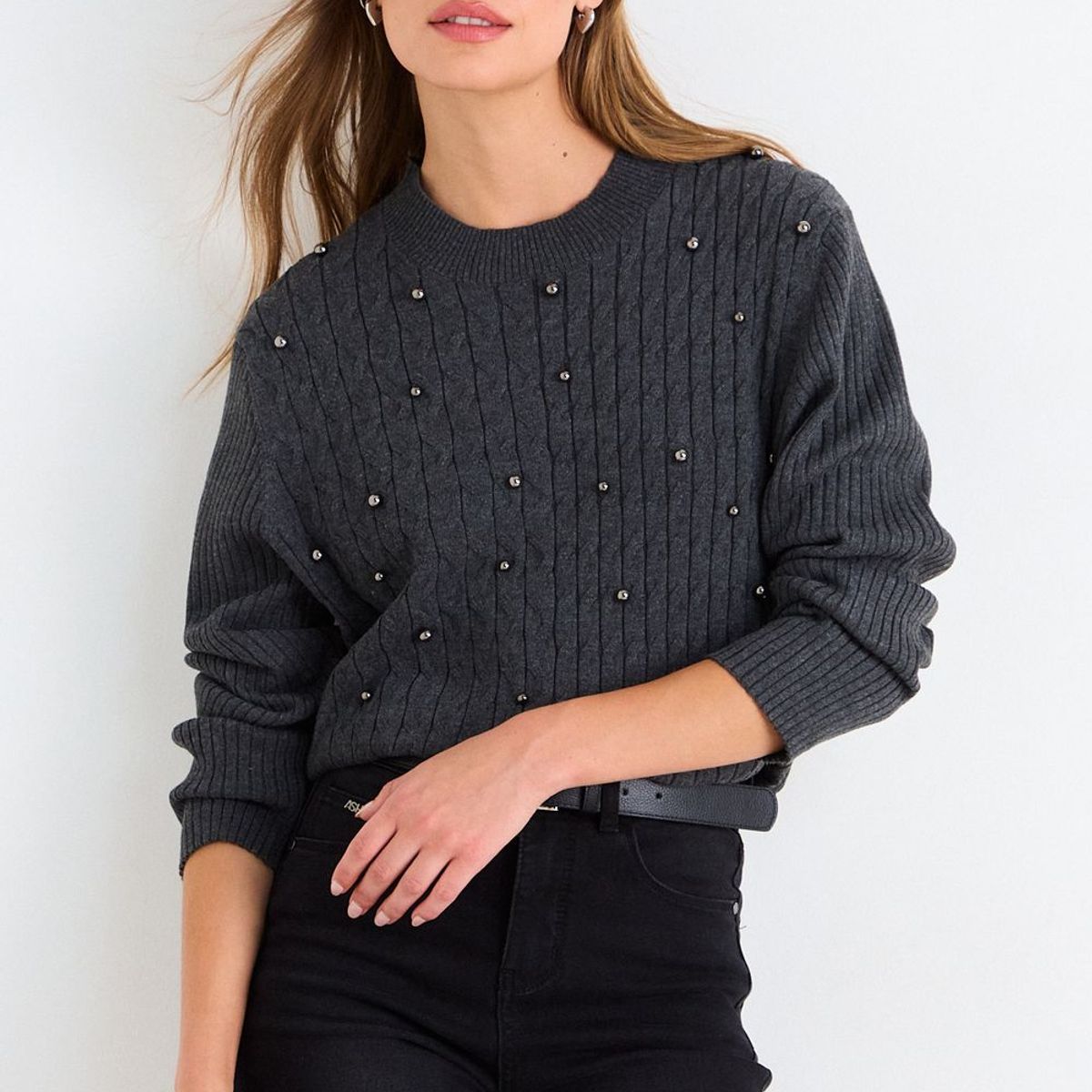 ASH - Sweater Liso Mujer Gris Ash