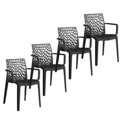GENERICO - Silla Plastica Terraza Comedor Moderna Apoya Brazos 4 Pcs