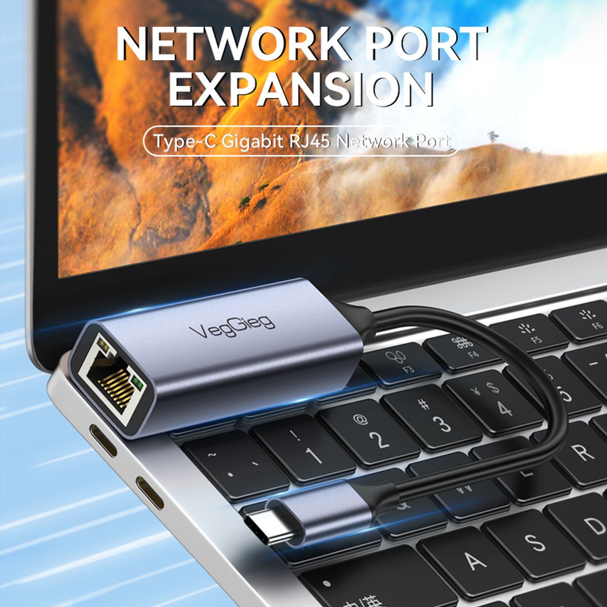 GENERICO - Adaptador Veggieg Ethernet Usb TIPO C 3.0 A Rj45 Lan Ethernet 10/100/1000 Mbps Nintendo Pc Notebook