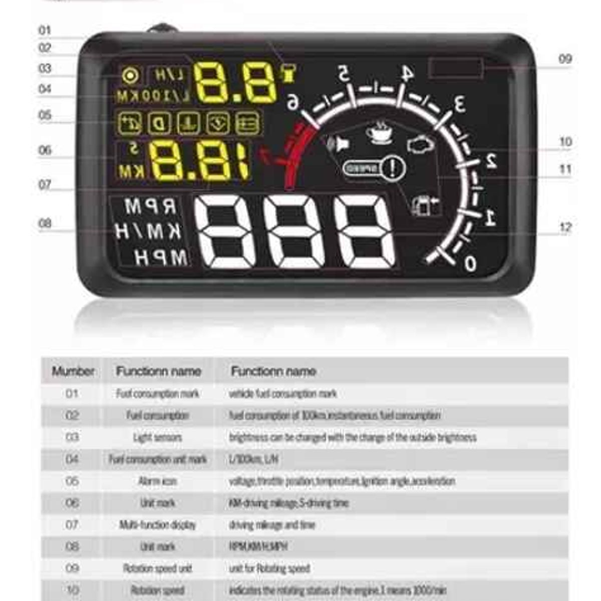 GENERICO - Velocímetro Proyector Marcadores Parabrisa Obd2 Auto