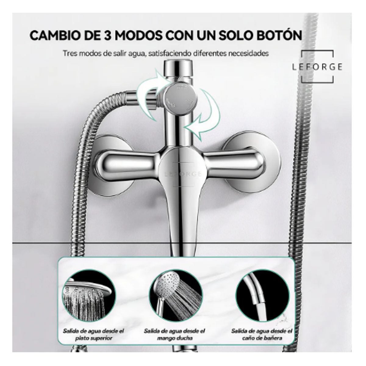 GENERICO - Columna Ducha Moderna 3 Funcion Monomando Jabonera Plateado.