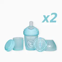 TWISTSHAKE - Pack 2 mamadera 180ml Double Pro Celeste