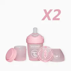 TWISTSHAKE - Pack 2 mamadera 180ml Double Pro Rosada