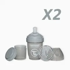 TWISTSHAKE - Pack 2 mamadera 180ml Double Pro Gris