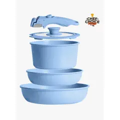 GENERICO - Bateria Cocina Antiadherente 5pcs Smart Mango Azul