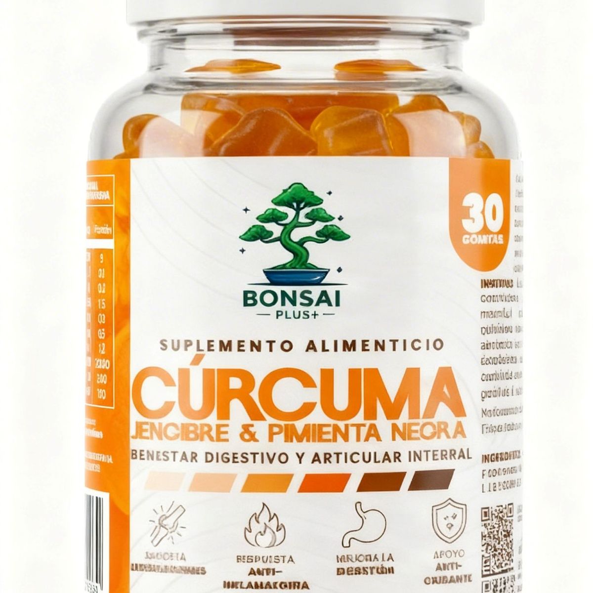 GENERICO - Gummies Curcuma Jengibre + Pimienta Negra Gomitas - Bonsai Plus+