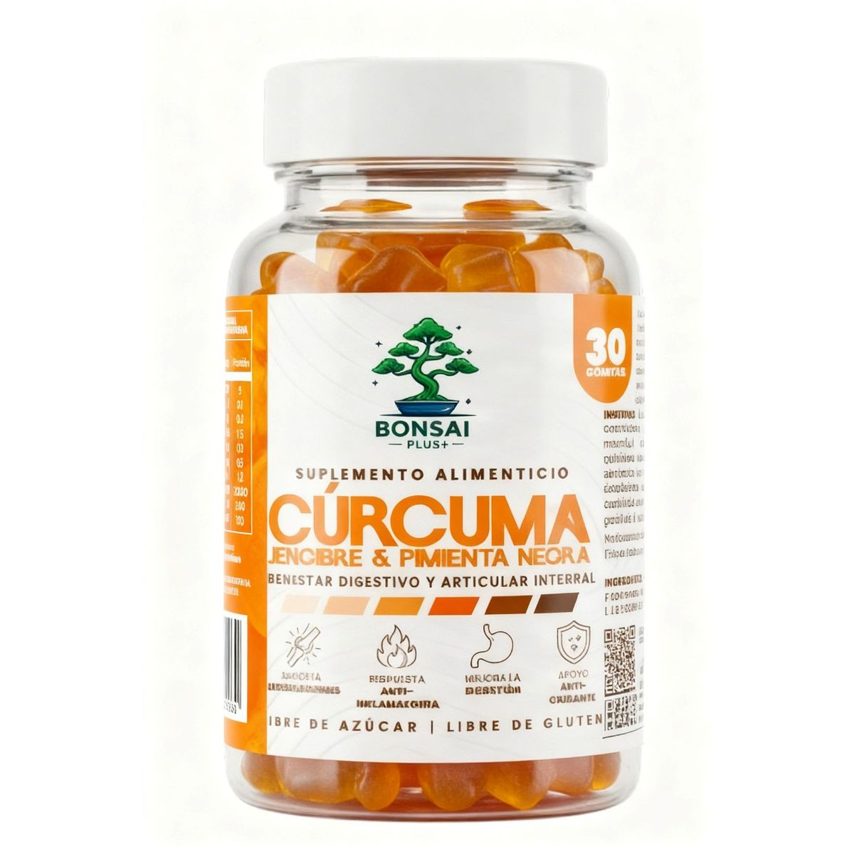 GENERICO - Gummies Curcuma Jengibre + Pimienta Negra Gomitas - Bonsai Plus+