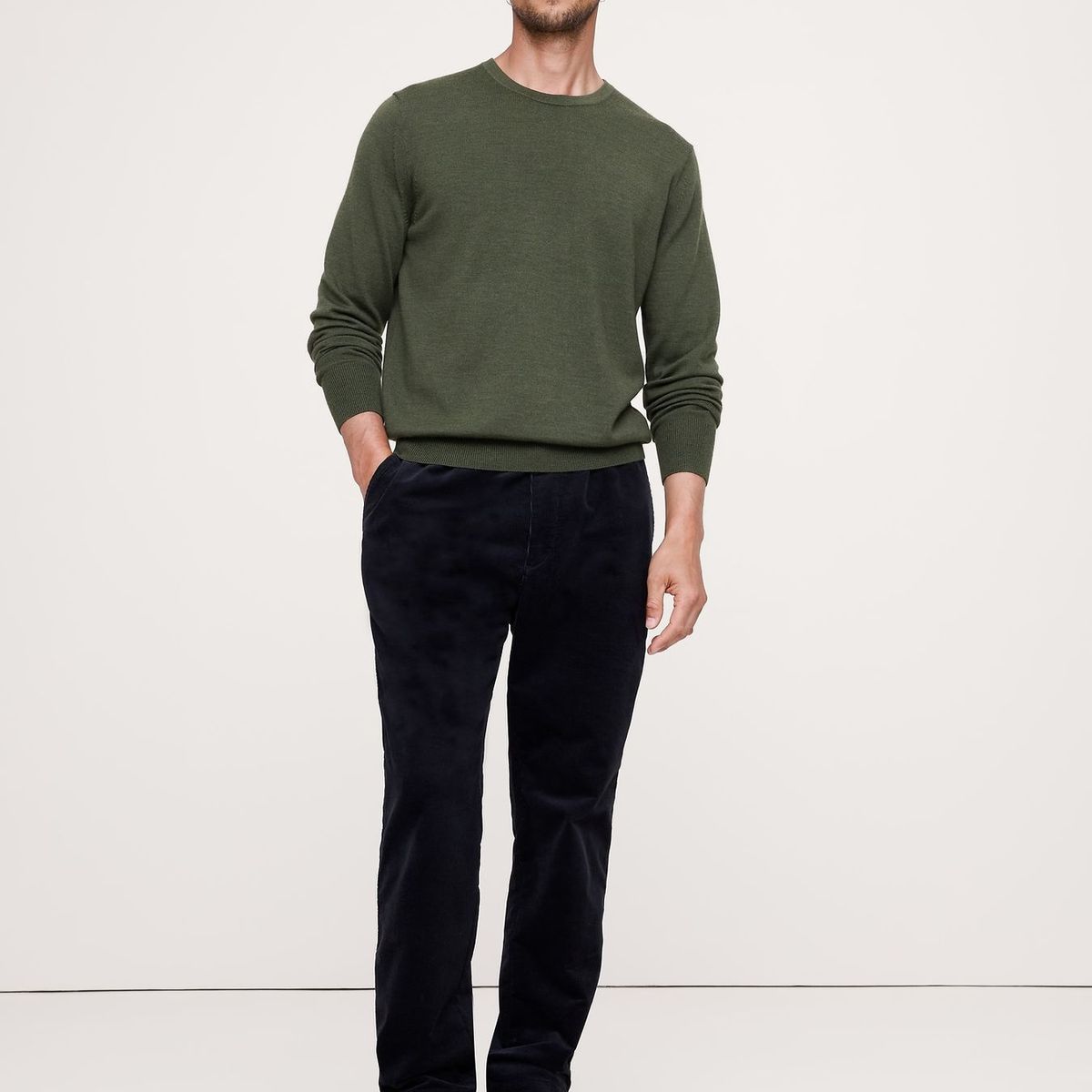 BANANA REPUBLIC - Sweater Hombre Banana Republic Merino Cuello Redondo Verde