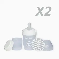 TWISTSHAKE - Pack 2 mamadera 180ml Double Pro Blanco