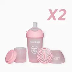 TWISTSHAKE - Pack 2 mamadera 260ml Double Pro Rosado