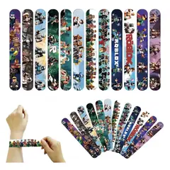 GENERICO - Pack 12 Pulseras Slap Roblox Gamer 22cm Cumpleaños Niños Multicolor
