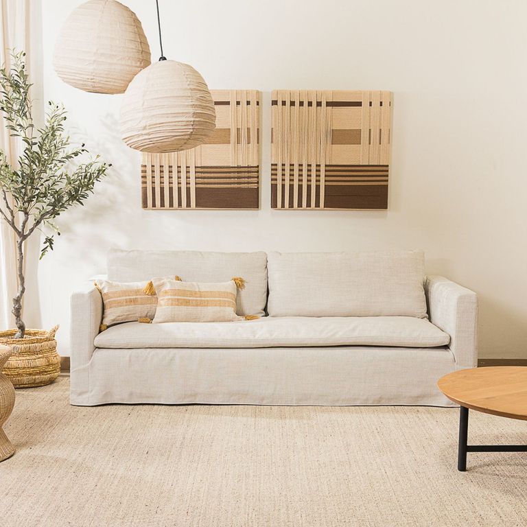Sofa Luisana Fu Natural 240 3 cuerpos Amoble Beige
