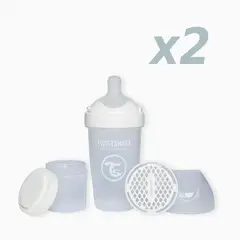 TWISTSHAKE - Pack 2 mamadera 260ml Double Pro Blanco