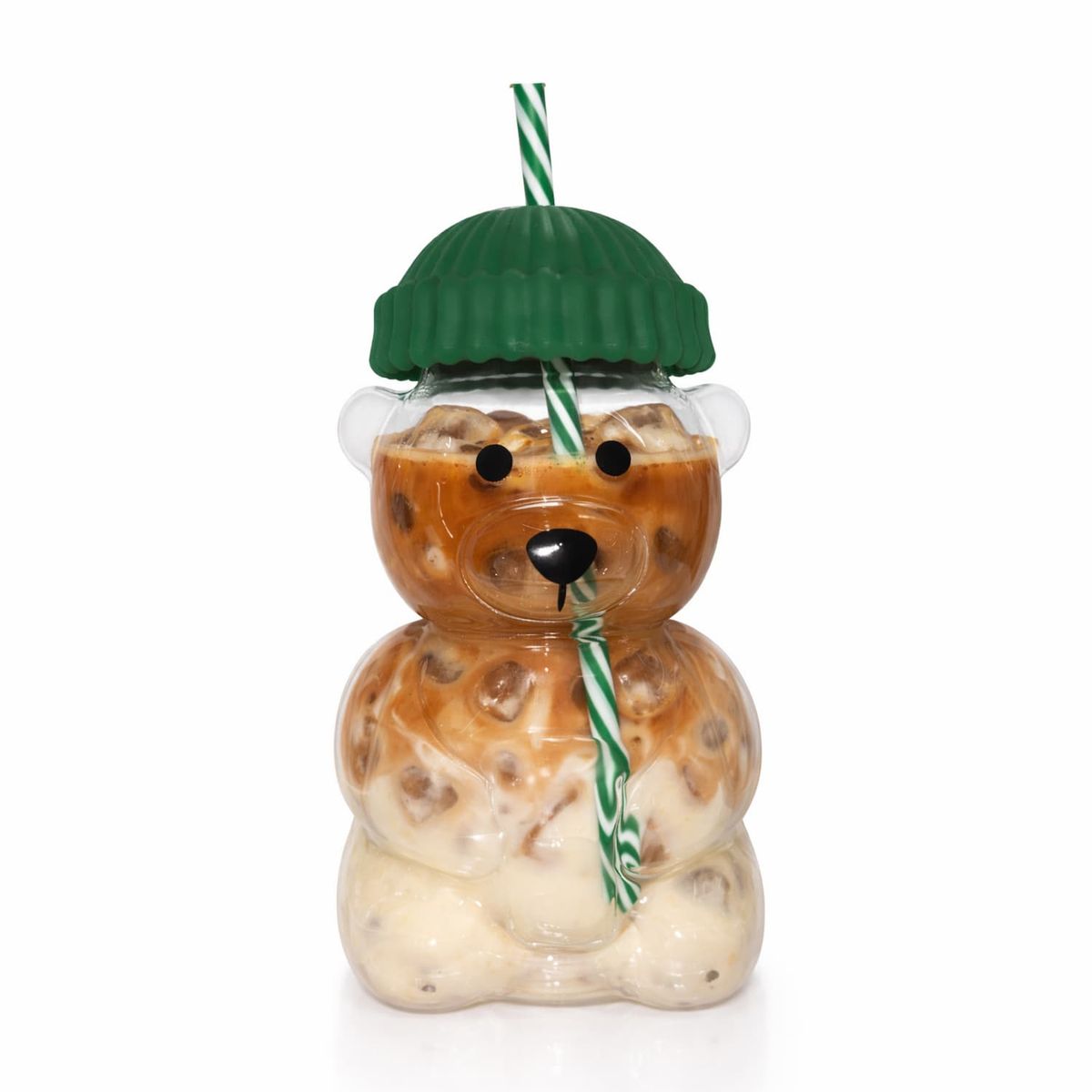 GENERICO - Vaso Osito de Vidrio con Tapa y Bombilla