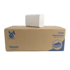 GENERICO - Caja de Toallas Interfoliadas de Hoja Simple 19x23cm 16 Paquetes de 250 Hojas Cada uno