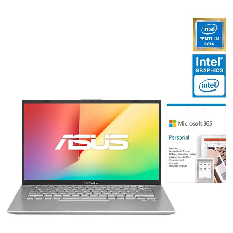 ASUS - Vivobook 14 X412FA-EB1261TS Intel Pentium Gold 4GB RAM 128GB SSD Graficos Intel UHD 610 14"