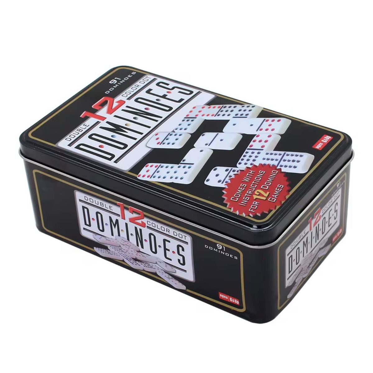 GENERAL - Domino Chancho 12 Juego Dominó Caja Metálica 91 Piezas Color