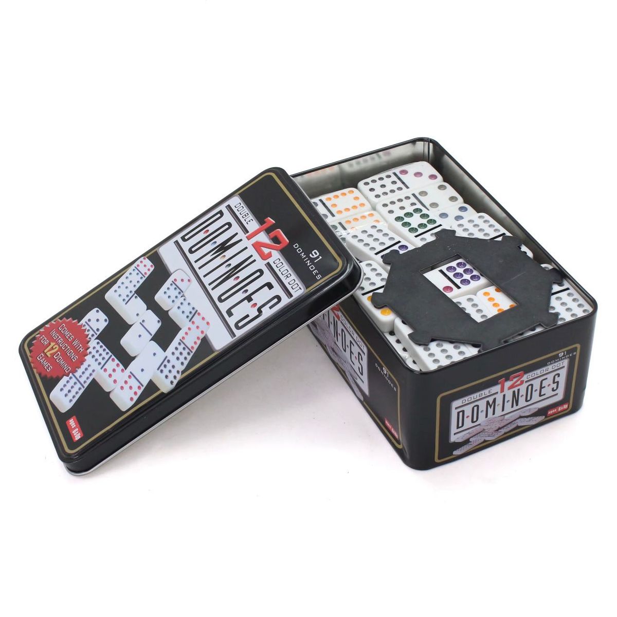 GENERAL - Domino Chancho 12 Juego Dominó Caja Metálica 91 Piezas Color