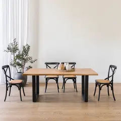 AMOBLE - Mesa De Comedor Montblanc Negra Roble 180 Amoblé