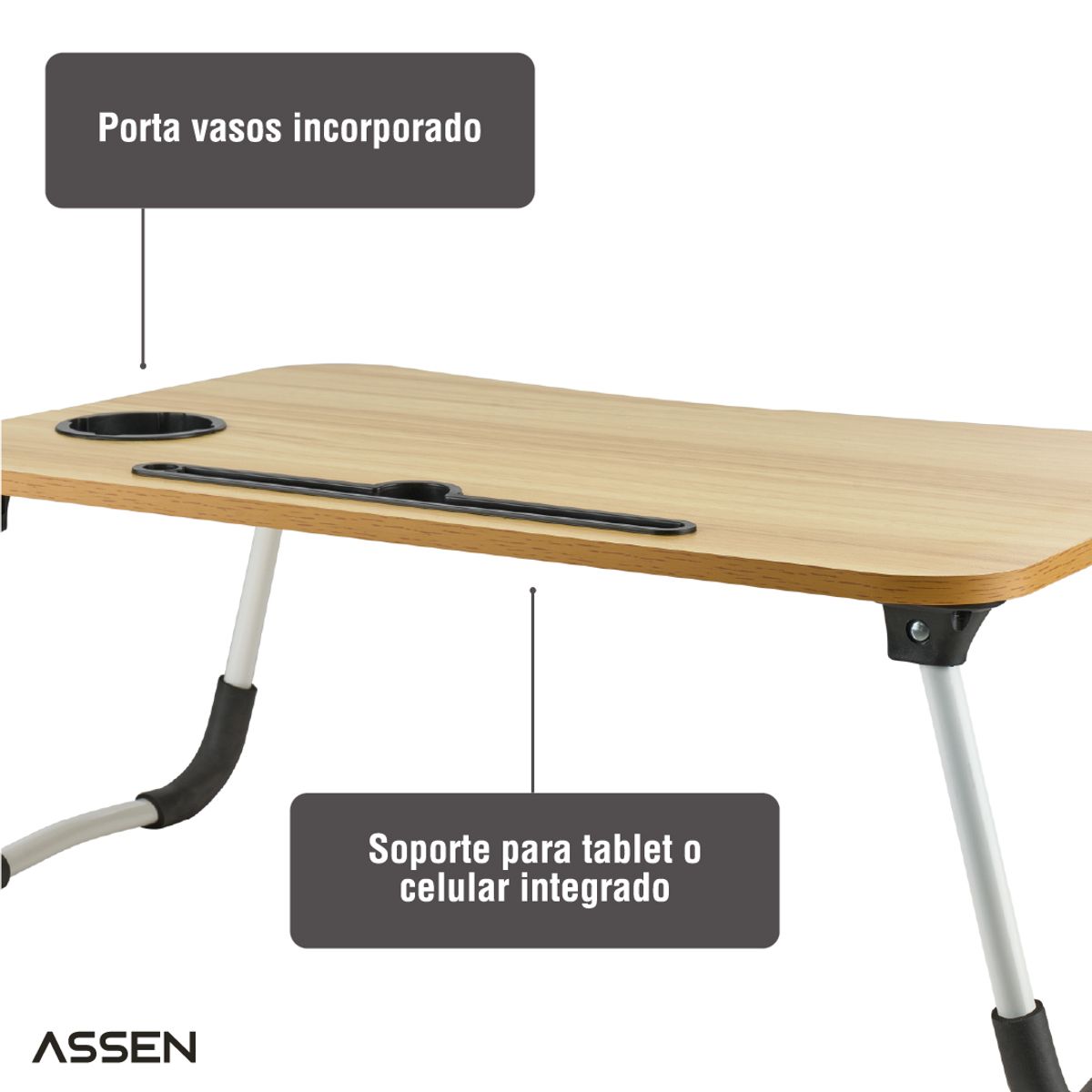 ASSEN - Mesa Plegable Laptop para la Cama 60 x 40 cm Assen
