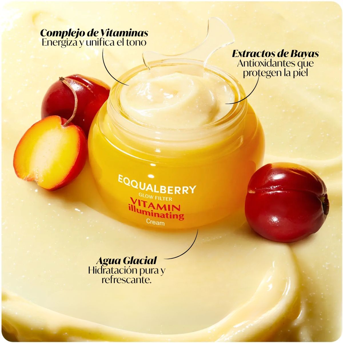 EQQUALBERRY - Crema iluminadora con vitaminas hidratante 50ml