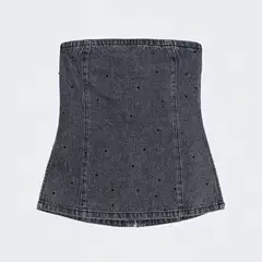 RAINDOOR - Top strapless strass Negro Mujer