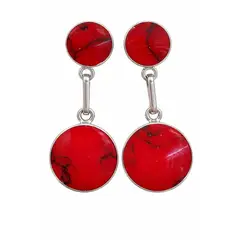 JIREH JOYAS - Aros Granate Circular Plata 950 Tornillo Mariposa Colgantes Mujer Elegantes Piedra Roja