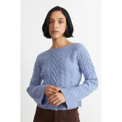 NICOPOLY - Sweater con Patrón Trenzado Celeste
