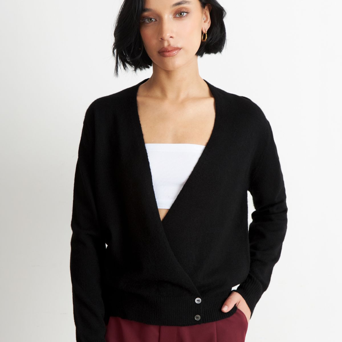 NICOPOLY - Sweater Cruzado con Botones Negro Nicopoly
