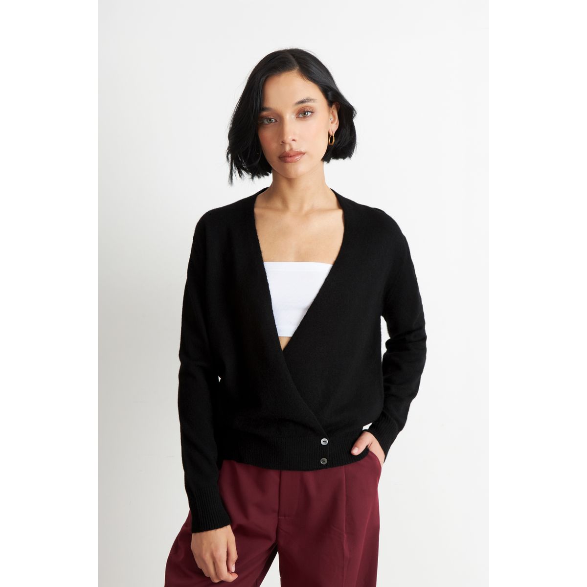 NICOPOLY - Sweater Cruzado con Botones Negro Nicopoly