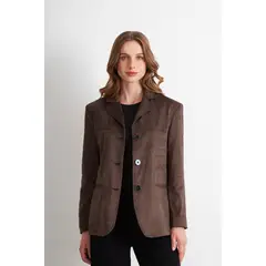 NICOPOLY - Blazer Oversize Tipo Gamuza Café
