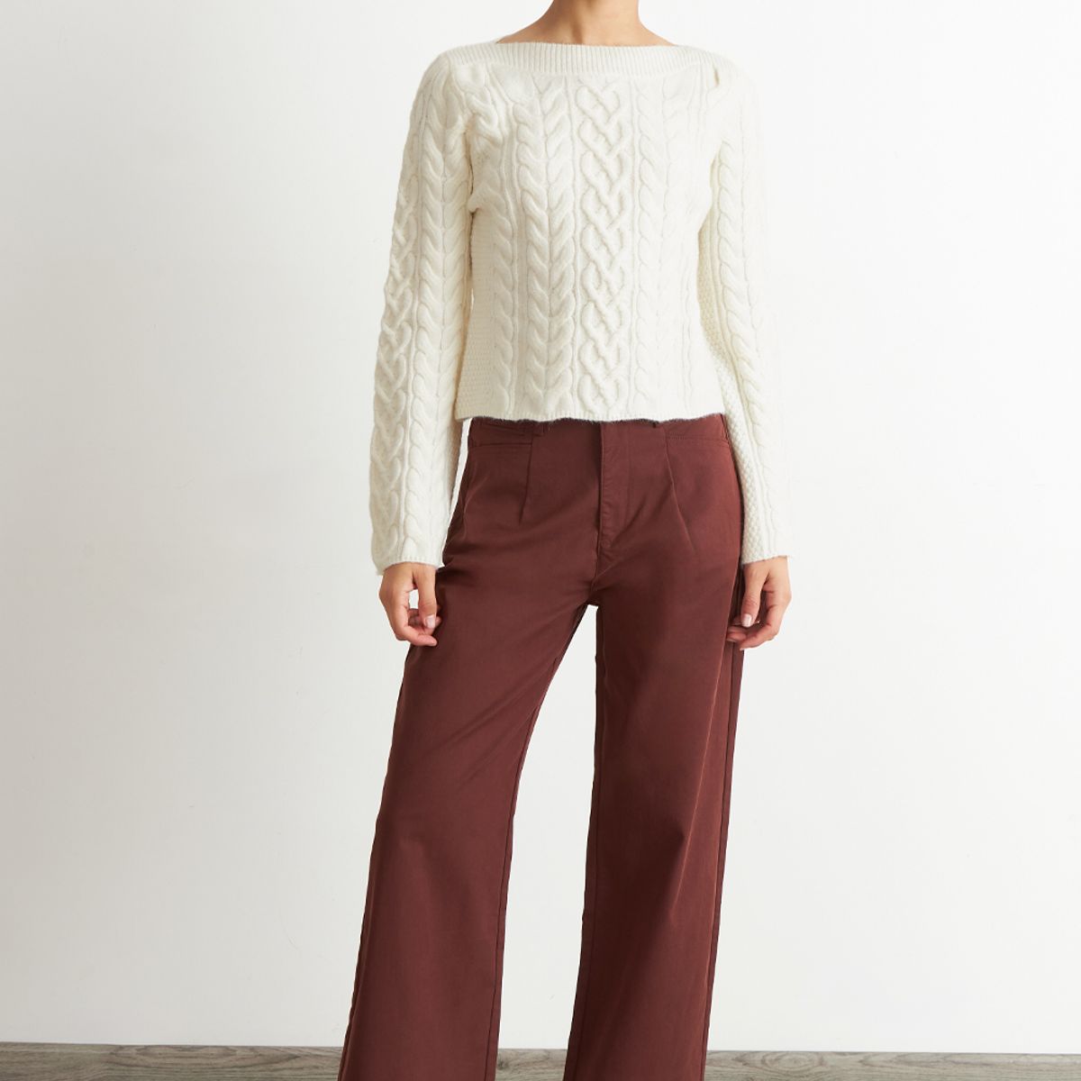 NICOPOLY - Sweater con Patrón Trenzado Blanco Nicopoly