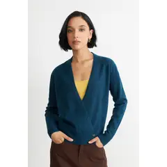 NICOPOLY - Sweater Cruzado con Botones Azul