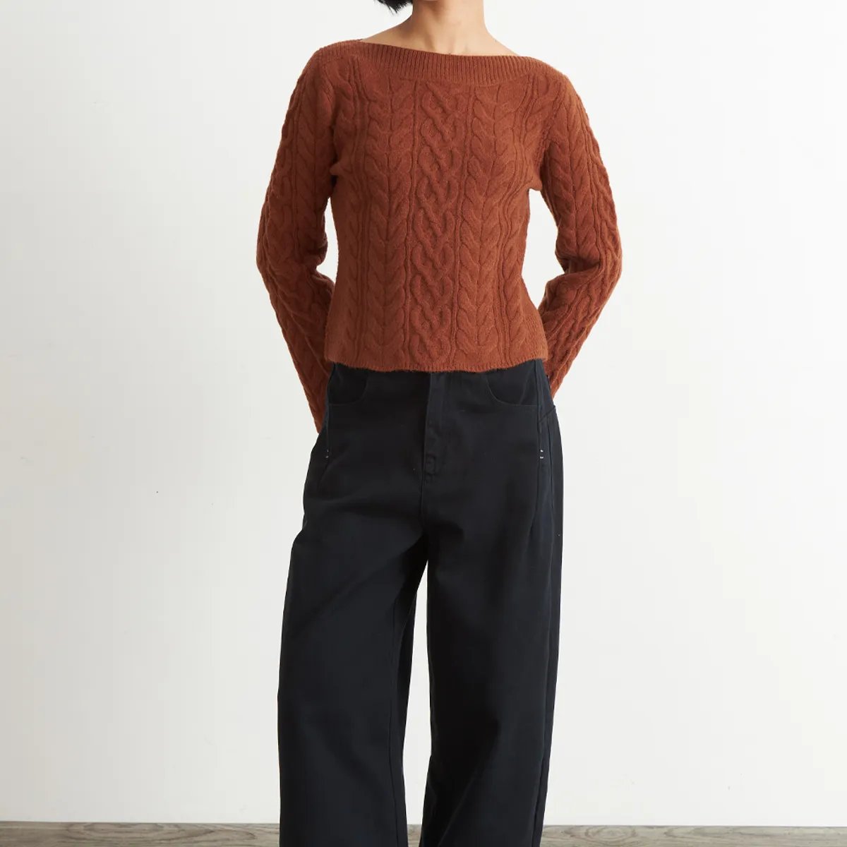 NICOPOLY - Sweater con Patrón Trenzado Mocca Nicopoly