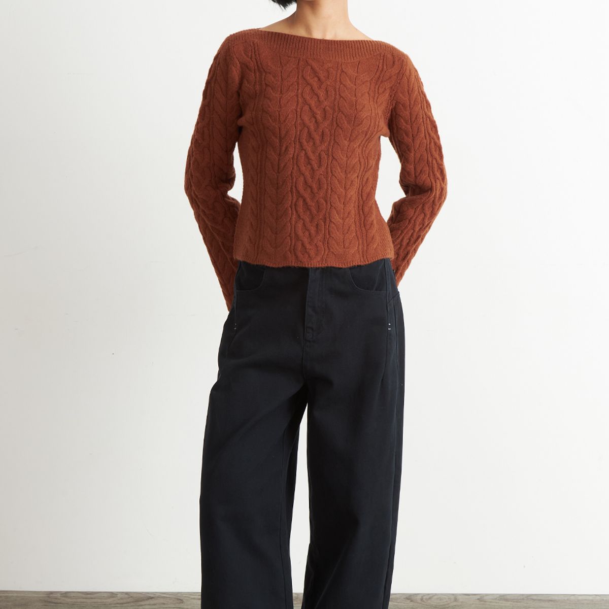 NICOPOLY - Sweater con Patrón Trenzado Mocca Nicopoly