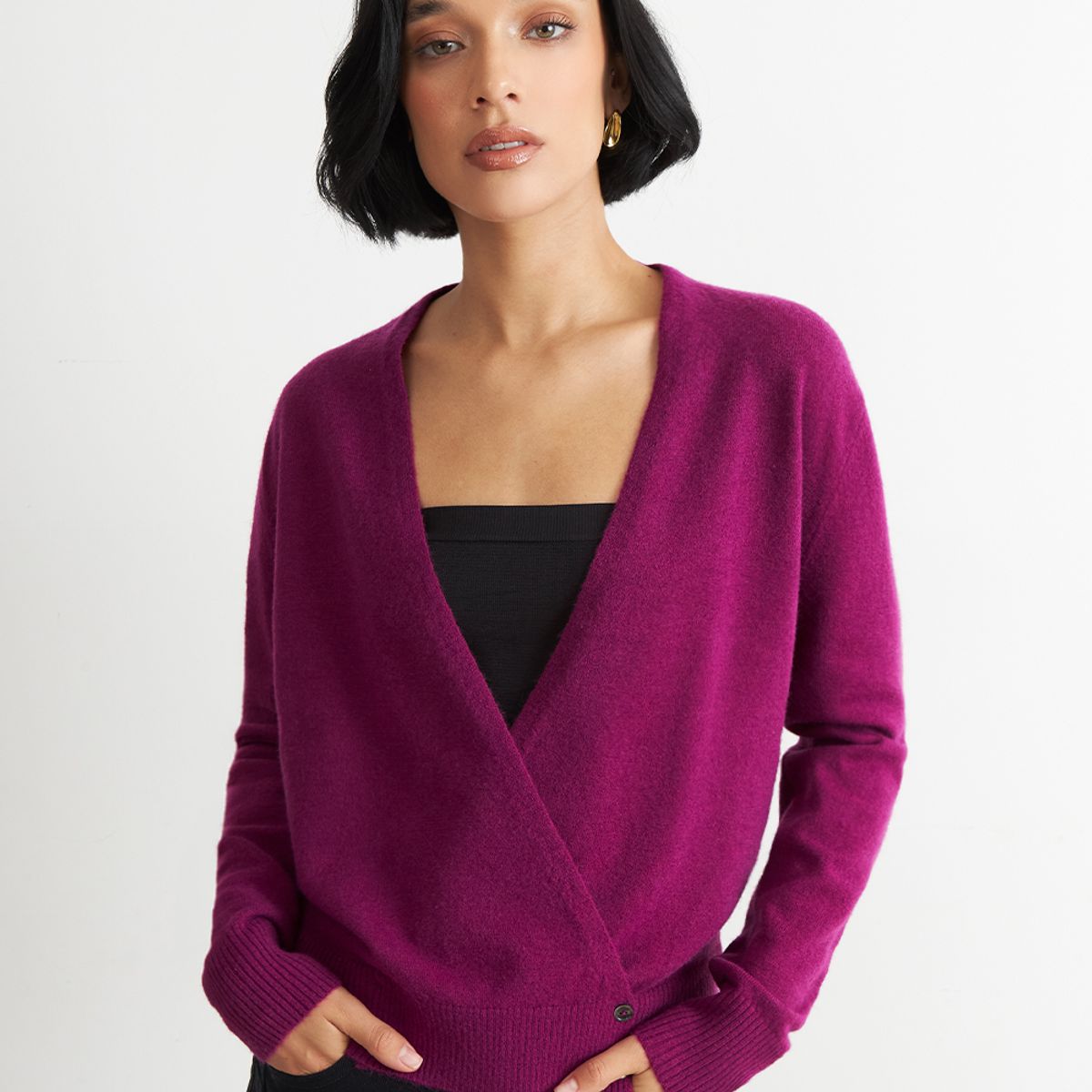 NICOPOLY - Sweater Cruzado con Botones Morado Nicopoly