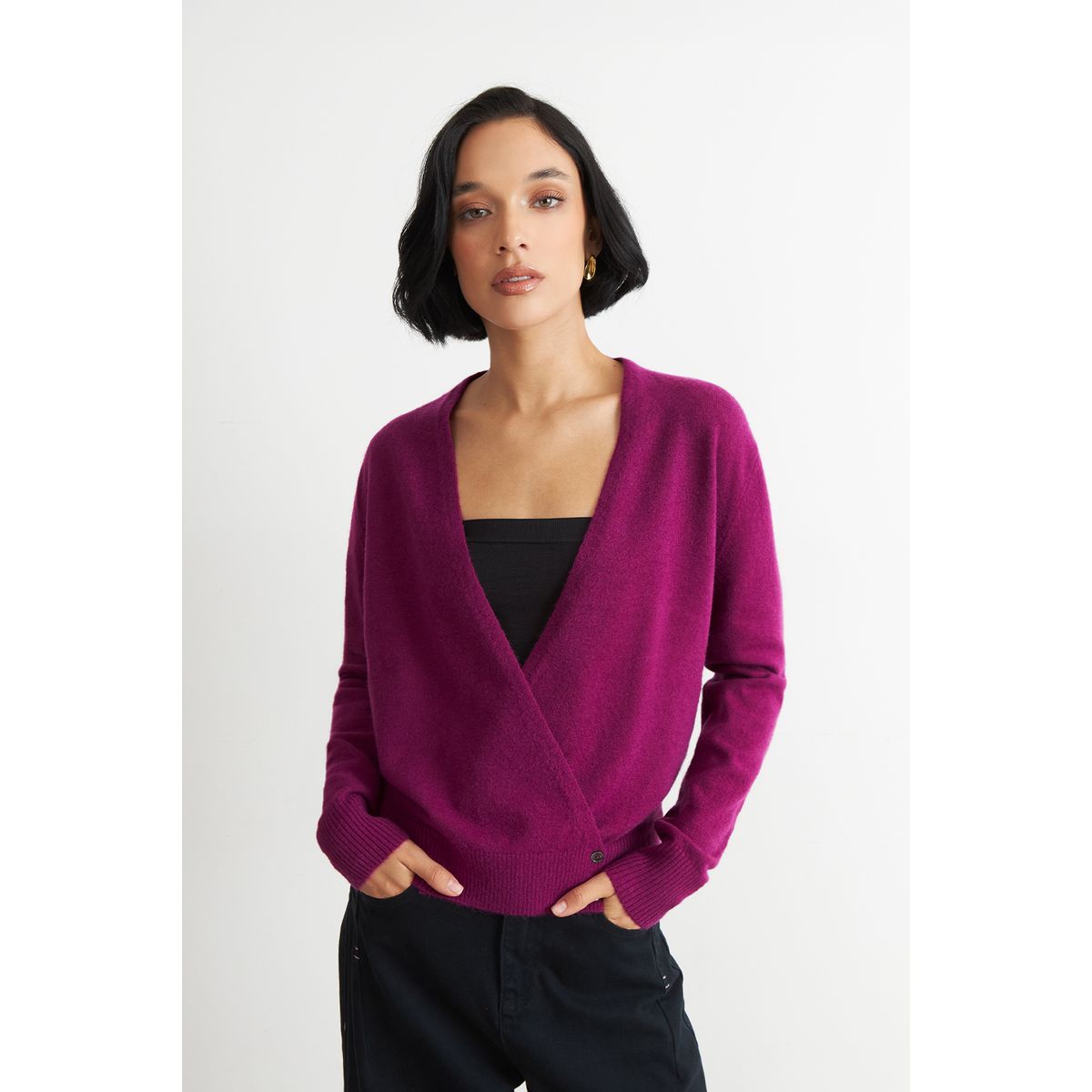 NICOPOLY - Sweater Cruzado con Botones Morado Nicopoly