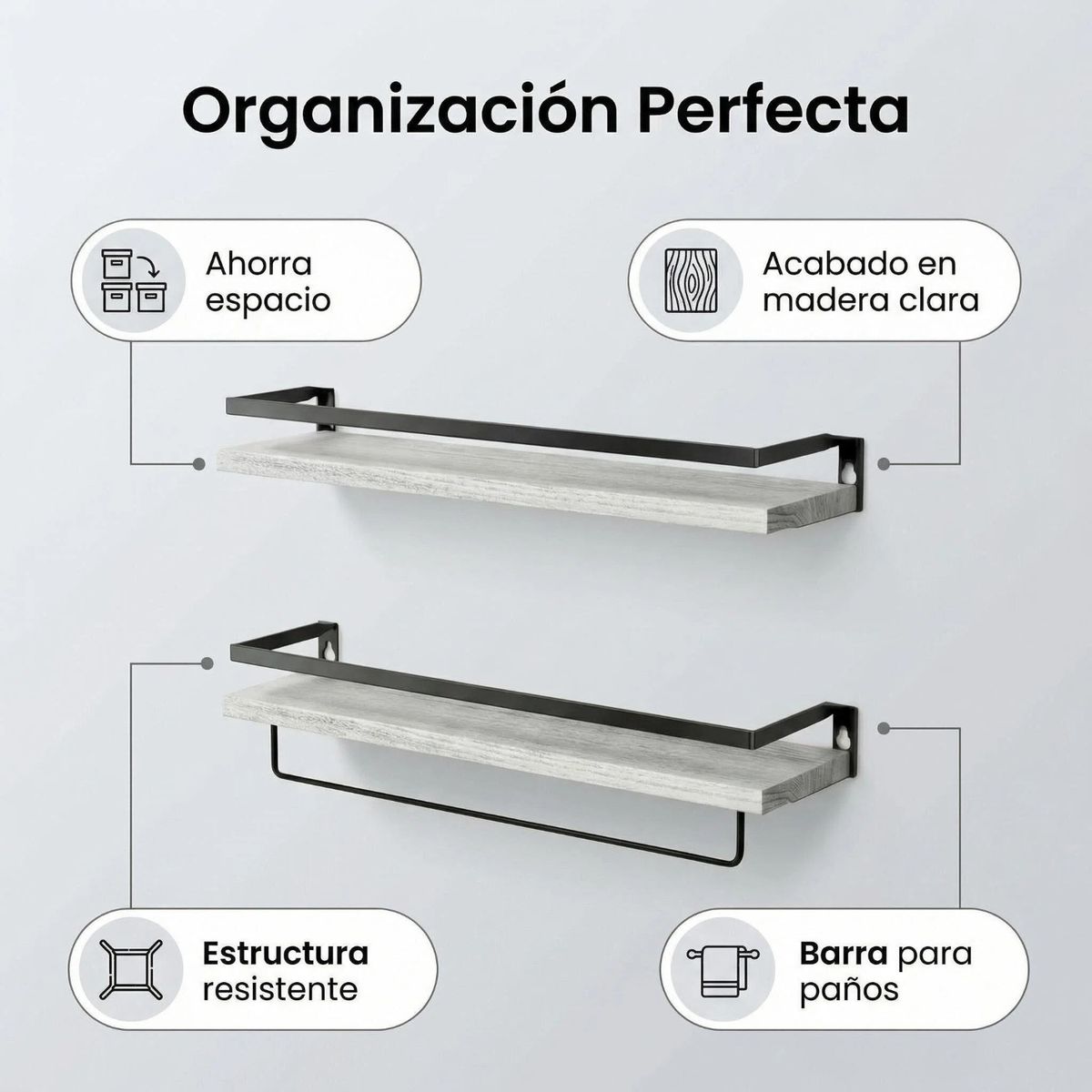 IDEEHOUSE - Repisas Flotantes Para Montaje En Pared Kit X2 Estantes