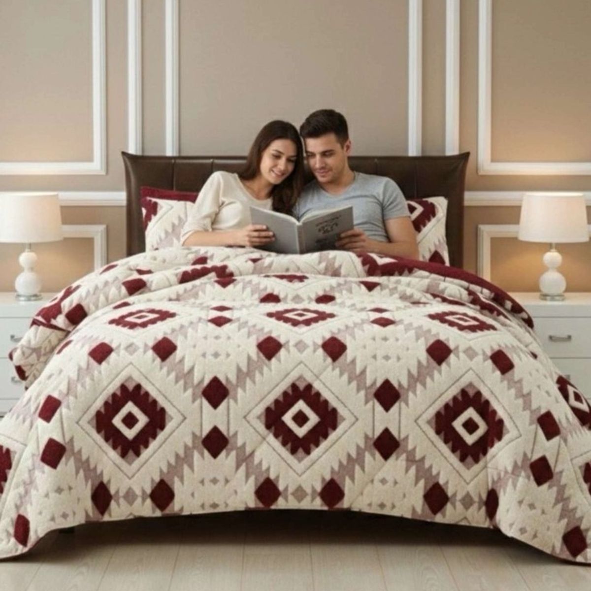 GENERICO - COBERTOR SHERPA JACQUARD CUTTING DE ALGODON CON HERMOSO DISEÑO