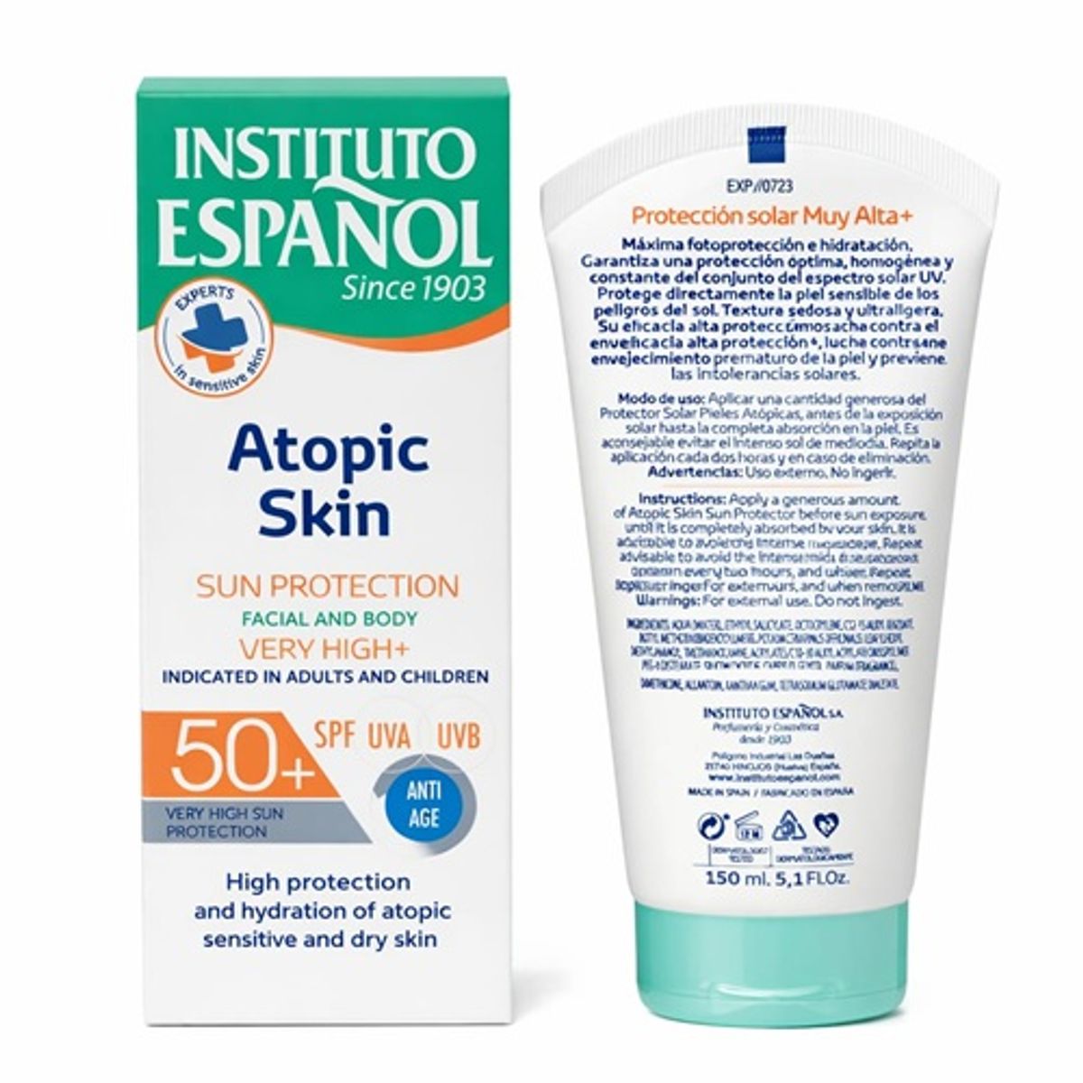 INSTITUTO ESPANOL - PROTECTPR SOLAR 50+ SPF PIEL  ATOPICA 150 ML